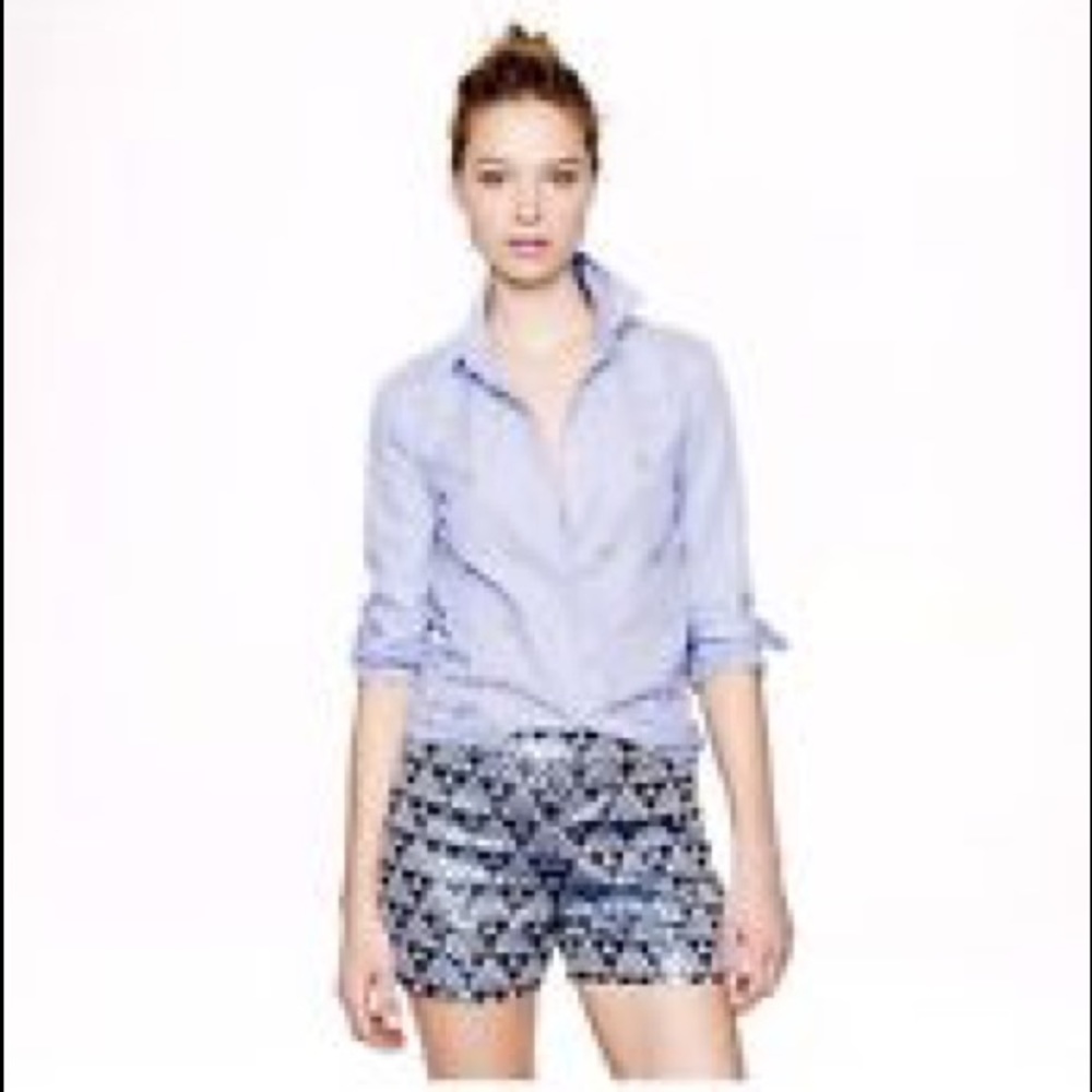 J. Crew geometric print metallic shorts